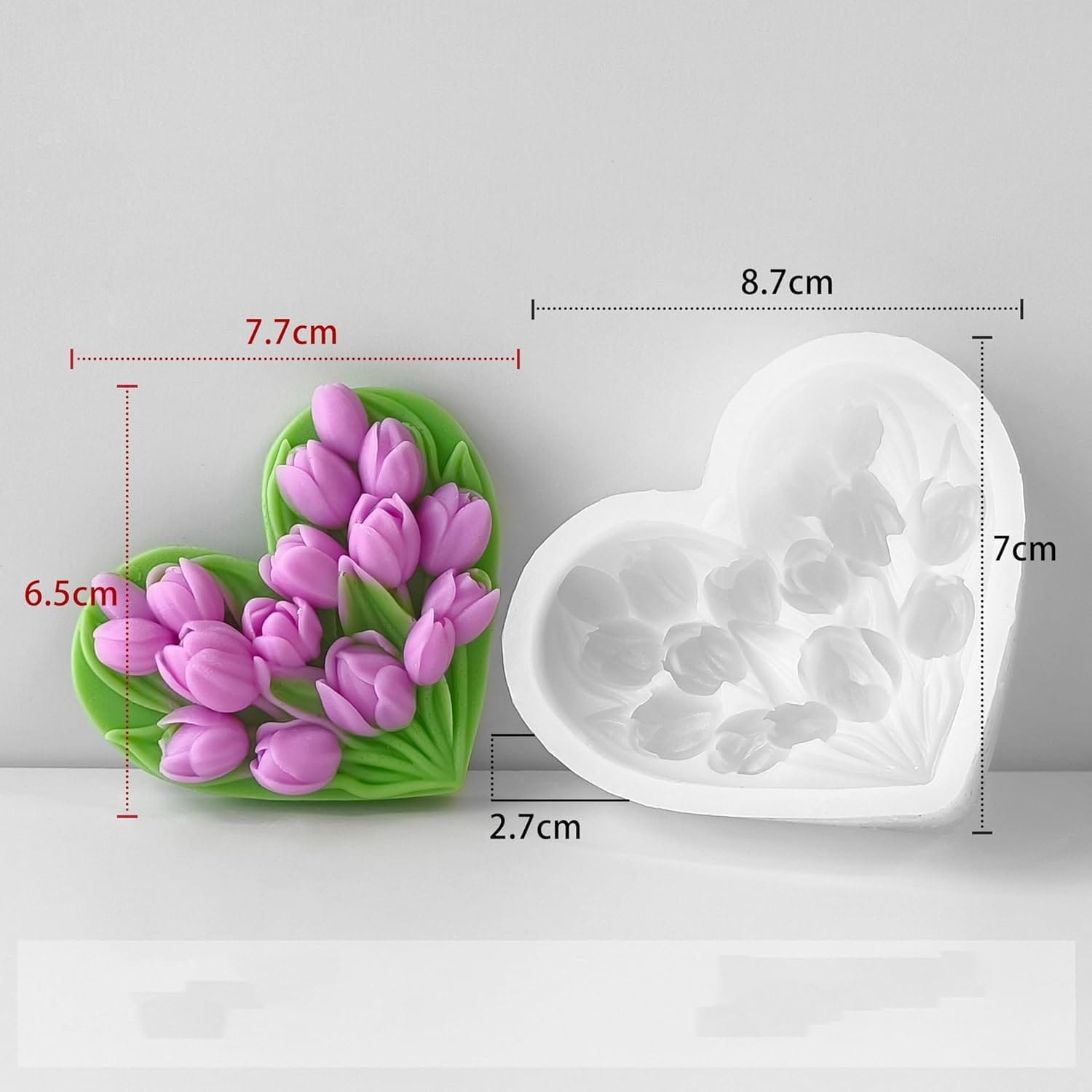 Silicon Mould - Heart Tulip (CM026) - Image 2