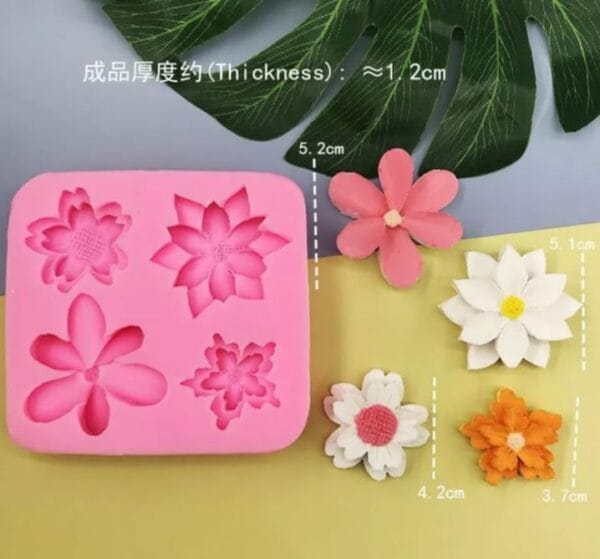 Silicon Mould - 4x1 multi flower topper - Image 2