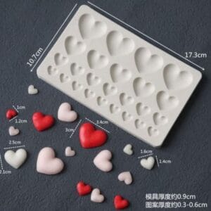Silicon Mould – 25 Cavity Heart Topper (CM193)