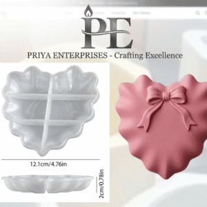 Silicon Mould for Concrete / Resin art | Heart Plate With Bow (CR033)