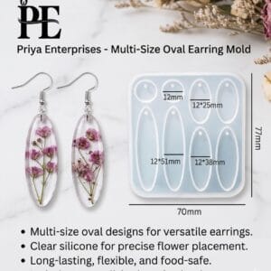 Silicon Mould for Concrete / Resin art | Long Oval keychain and jewelry (CR044)